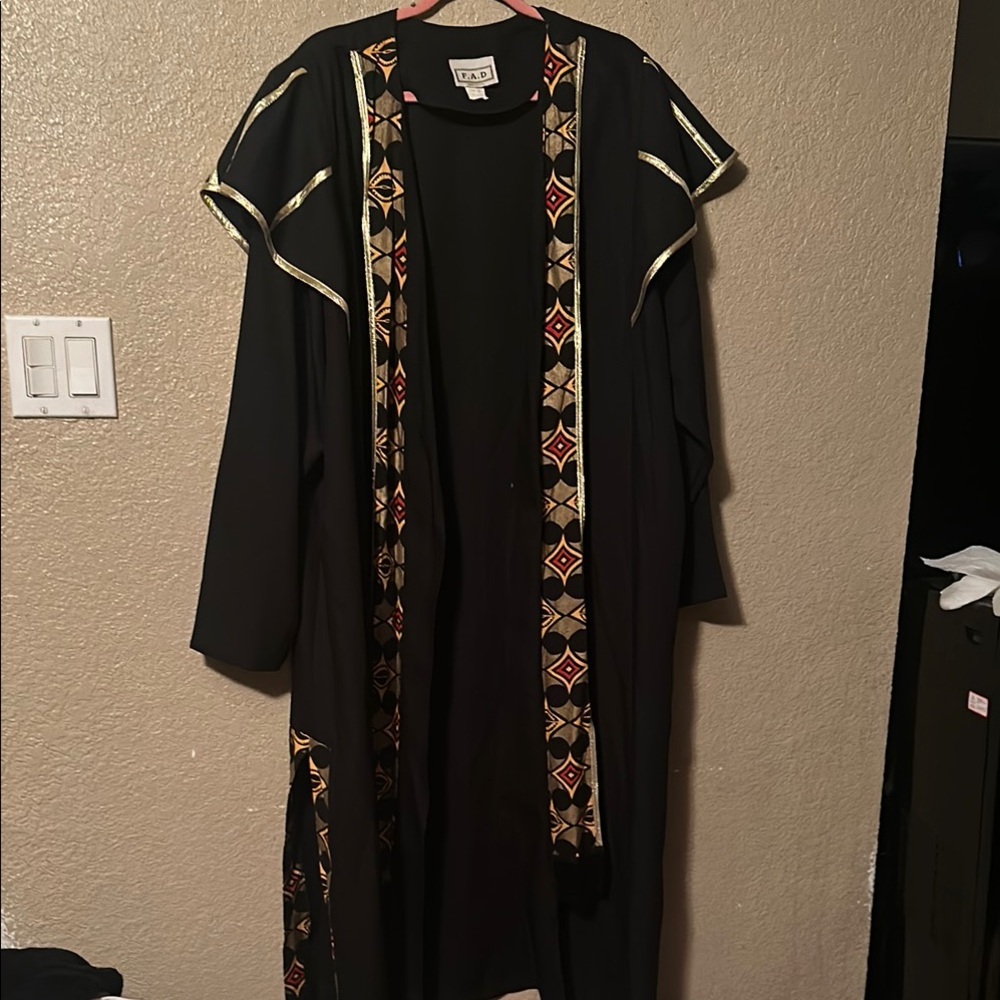 FAD plus size African robe like Luxe Black and Gold Long Sleeve Dress